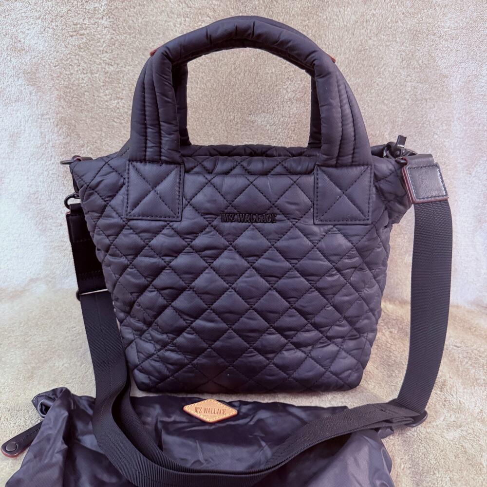 MZ Wallace Mini Metro Tote Deluxe Black Bag with Pouch